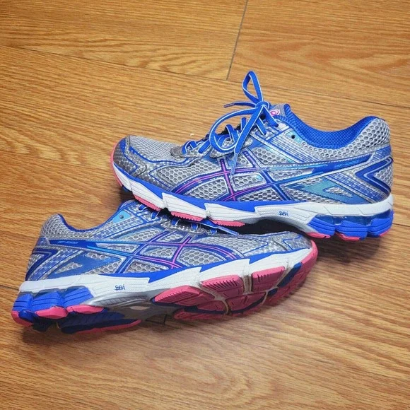 Asics Women's GT-1000 Running Sneakers Size 8.5 Silver/Blue/Pink - Picture 3 of 11